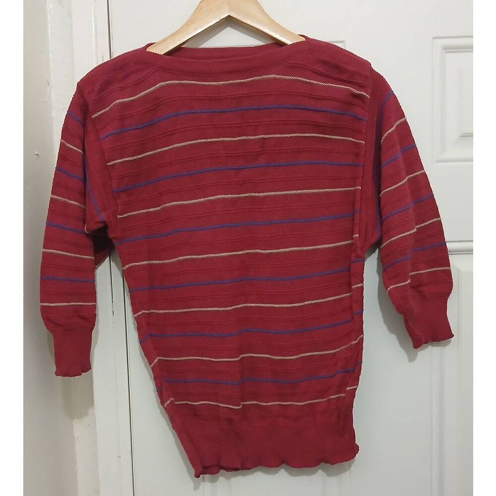 Koret vintage womens small dolman sleeve boat neck maroon sweater Spring Summer